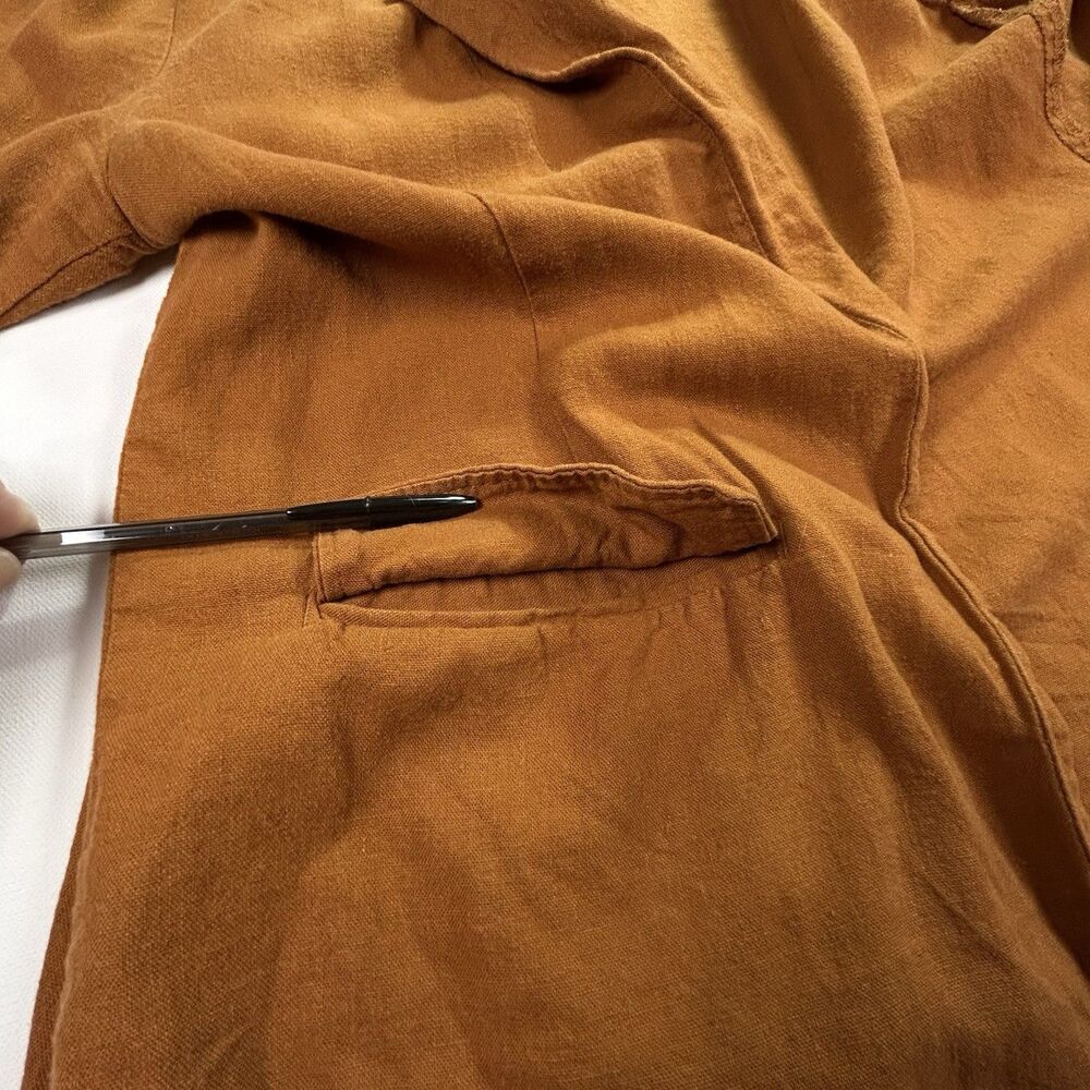 Old Navy Linen Blazer Womens Med Burnt Orange Open Front Lightweight Jacket - Picture 9 of 12